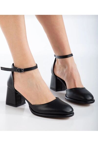 İZCE MODA 205 K. Piele neagră cu platformă cu toc gros