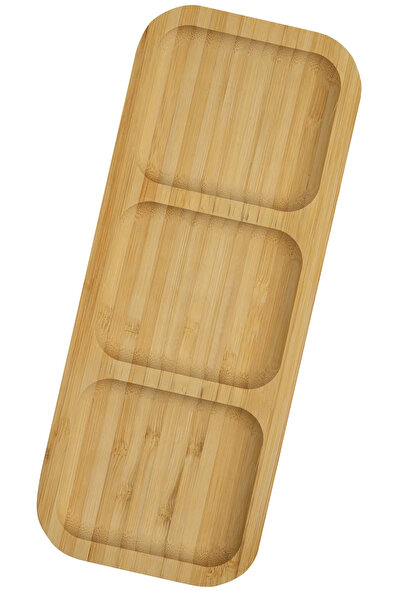 Genel Markalar Üç Bölmeli Bambu Çerezlik Kahvaltı Servis Tabağı