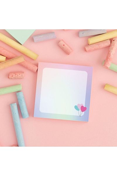 Pine Note Hologram Heart Balloon Patterned Memopad Memo Pad Notebook Notepad Planner