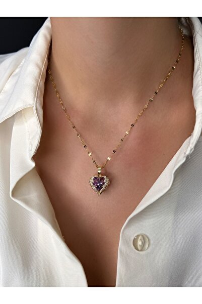 BilShine Gold Okyanusun Kalbi Çift Taraflı Paslanmaz Çelik Kolye