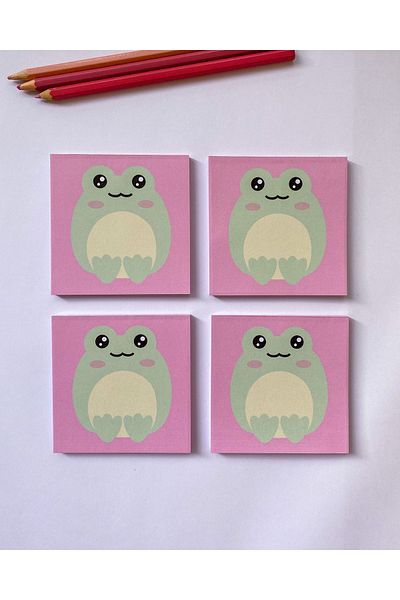 Pine Note Cute Frog Patterned Kawaii Memopad Memo Pad Notebook Notepad Planner