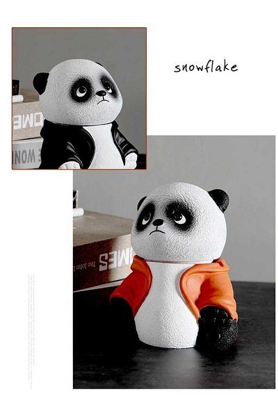 FLORADA NEW 2-PACK CUTE PANDALS WITH COVER DECORATIVE ASHBOARD, CULTABLE ORANGE AND BLACK