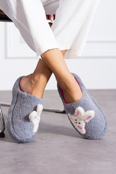 STOCON Γυναικείες παντόφλες εσωτερικού χώρου Soft Furry - Rabbit Figure, Quiet Sole, βελούδινες αφράτες παντόφλες προίκας