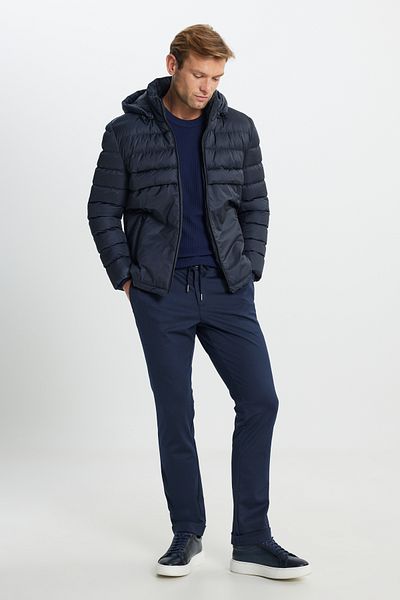 AC&Co / Altınyıldız Classics Ανδρικό παλτό Navy Blue - Standard Fit, Stand γιακά και πλαϊνές τσέπες