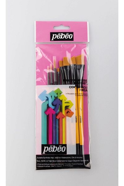 Pebeo 8 Acrylic Paint Set Set 6 (Straight, Side Cut and Fine Tip)