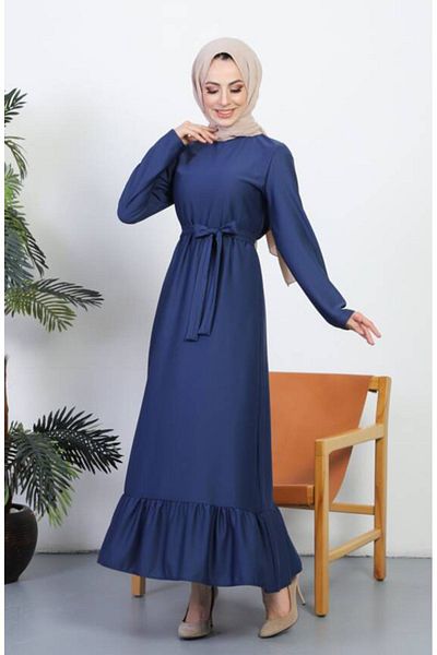 sefamerve Indigo Belted Dress - 0582-03
