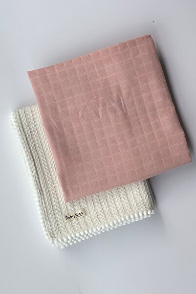 Baby Cais Collection طقم بطانية أطفال من الموسلين العضوي بنسبة 100% بلون إكرو