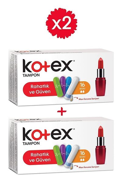 Kotex 2 عبوة مصد صغير - 16 قطعة