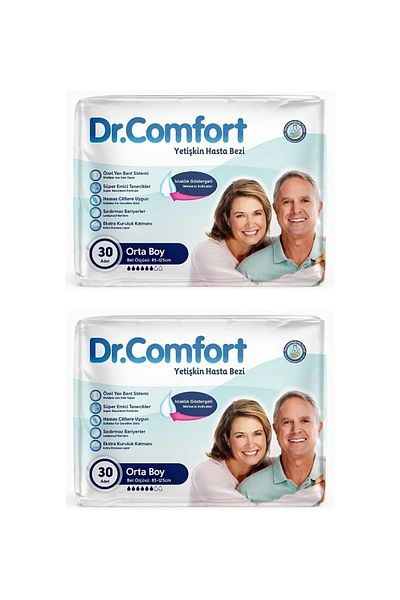 Dr.Comfort Adult Patient Diapers Tie Medium - Medium Size 2 Packs of 30 (60 Pcs)