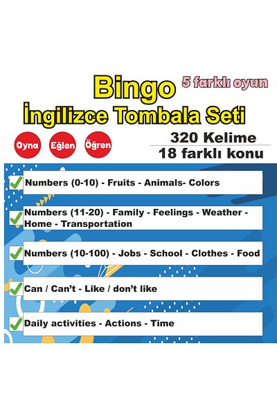 Okuling Bingo - English Bingo Set - English Word Game