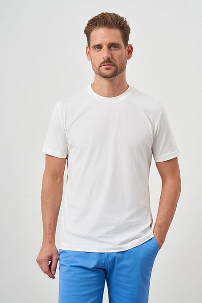 Morven Men's Ecru Basic Crew Neck Dynamic Fit T-Shirt