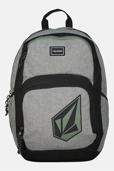 Volcom حقيبة ظهر مطرزة للرجال، ارتفاع 45 سم × طول 36 سم × عرض 12 سم، مجموعة رمادية