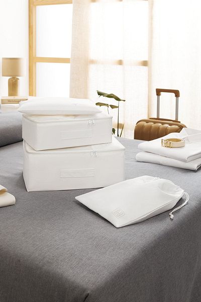 Ocean Home Textile White Parachute Fabric 4-Pece Suitcase Organizer - Suitcase Organizer Set for Travel Storage