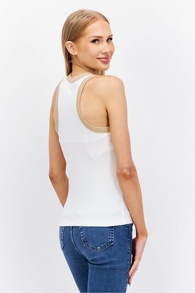 Esprit Women Round Neck Sleeveless Plain Tank Top, White
