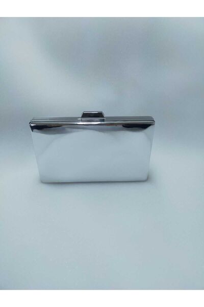 bsc SILVER patent leather evening dress bag with silver case