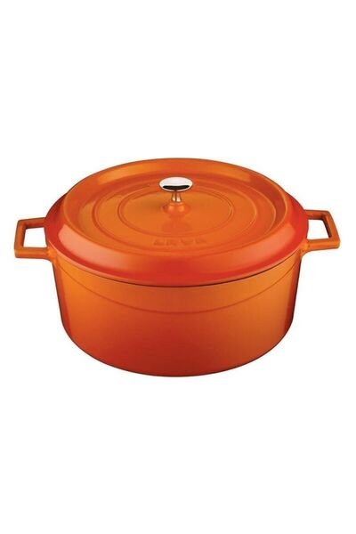 Lava وعاء صب برتقالي دائري عميق مقاس 24 سم