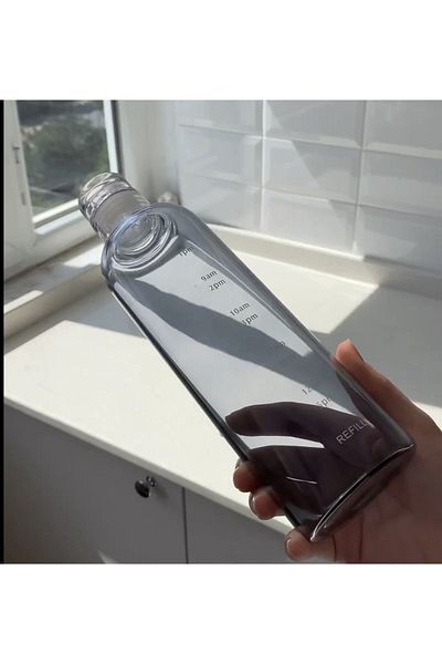 KÜÇÜK EW Healthy Glass Water Bottle 500ml Motivational Leak Proof Water Bottle Borosilicate Glass