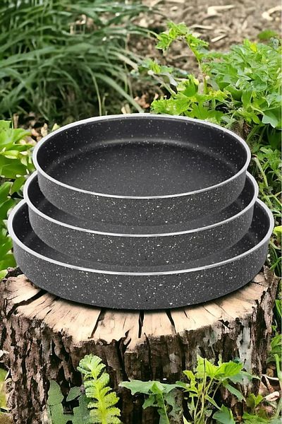 LeesHome Granite Oven Tray Set - 3 Pieces, 28-32-36 Cm