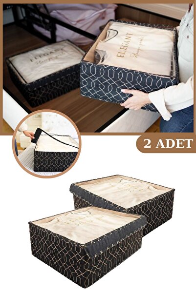 Evren 2 Adet PVC Kapaklı Baza Hurç Kutu, Yatak Kanepe Altı Dolap İçi Düzenley...