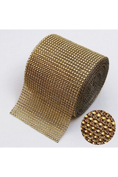 Aker Hediyelik 24 Rows Stone Gold 1m 24 Rows Wafer Crystal Stone Appearance Wafer Plastic Strip Gold Color
