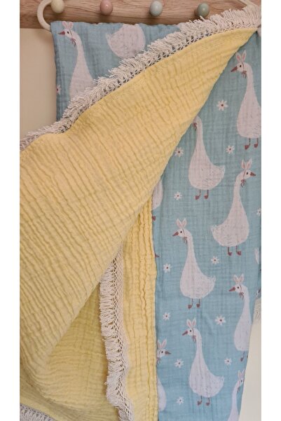 Leylace بطانية أطفال من الموسلين باللون الأصفر الباستيل مكونة من 6 طبقات بنمط...