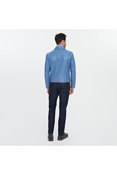 Desa Adohi Blue Men's Leather Coat