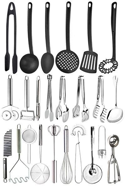Mirilliahome 24 Piece Ladle Spatula Colander Kitchen Serving Set Serving Utensils Serving Tongs Set Kitchen Products