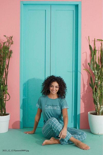 Pijamoni Women's Short Sleeve Pajama Set