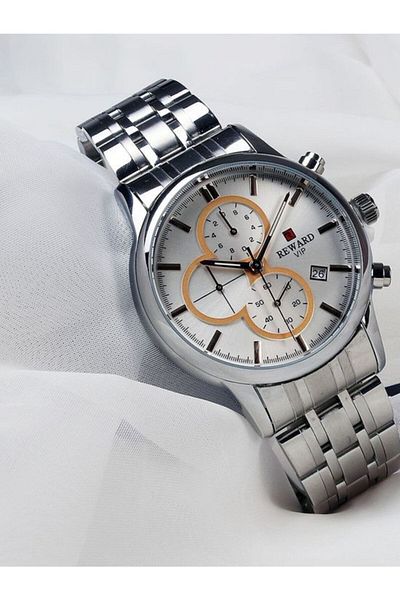 Reward Steel Men's Wristwatch Waterproof Silver Color