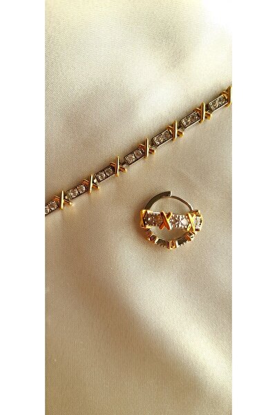 Opia JEWELRY الصلب Xoxo الزركون حجر هوب القرط