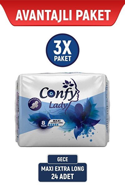 Confy Lady Hijyenik Ped Maxi Extralong 8 Adet X 3 Adet