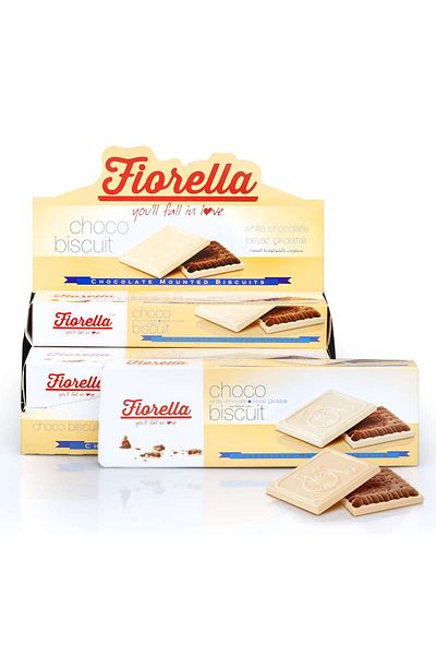 FIORELLA Chocobiscuit Cocoa Biscuit in White Chocolate - 102 Gr. 6 Pieces (1 Box)