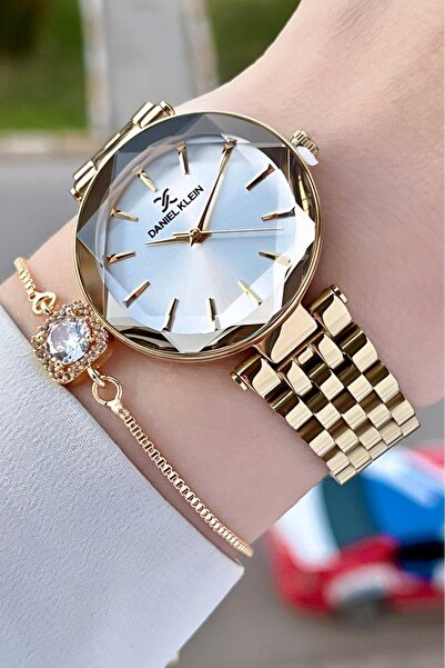 Daniel Klein Gold Renk Hediye Paketli Kadın Kol Saati ve Bileklik