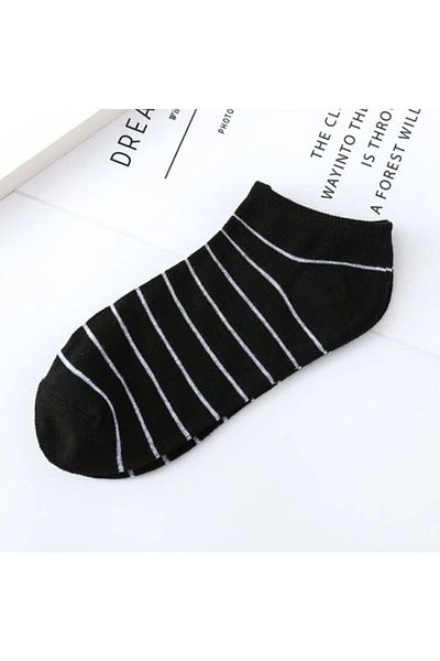 DERMİNA 5 Pairs Black Circle Pattern Cotton Women's Booties Socks