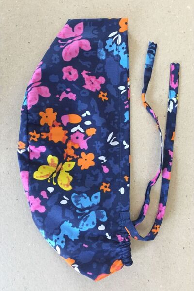 Uçak Medikal Pembe Kelebek Lastikli Bone Hemşire & Doktor Bonesi