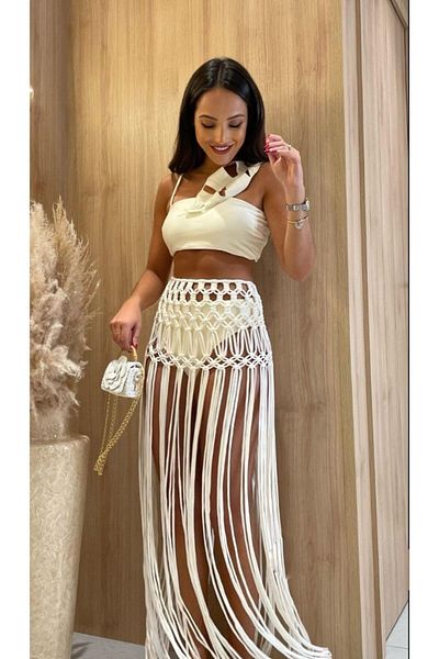 SuMavisi Macrame Beachwear - Pareo and Mesh Knitted Skirt Daily Use