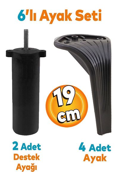 Badem10 Lotus Set 6 Mobilier Unitate TV Consolă Fotoliu Canapea Suport Picior 19 Cm Picioare Negre M8