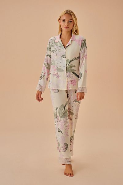 SUWEN Floral Patterned Masculine Pajama Set