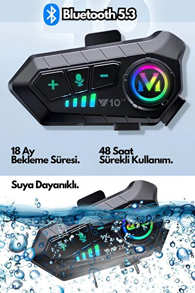 Abbruch Su Geçirmez Bluetooth Motosiklet İntercom Kask Kulaklığı 2000 mah 300Mt 2 li Bağlantı Özelliği