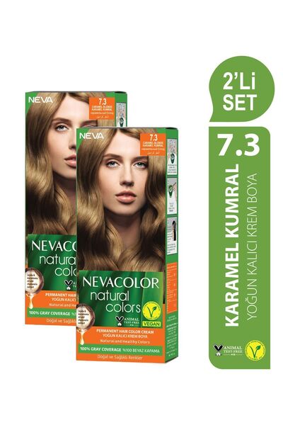 Neva Color Natural Colors 2'Lİ SET 7.3 KARAMEL KUMRAL Kalıcı Krem Saç Boyası ...