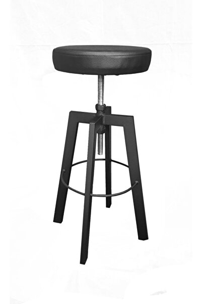 Genel Markalar Klump Bar Sandalyesi Bar Taburesi Siyah Deri Oturak Siyah