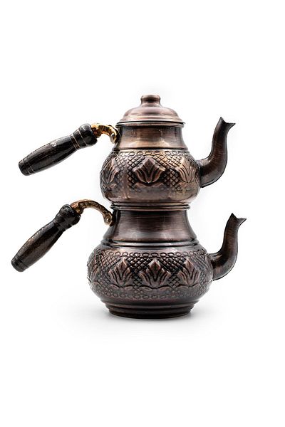 ANTEPSEPETİ COPPER ANTIQUED TULIP PATTERNED SMALL TEAP POT