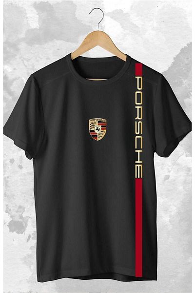 Massgai Βαμβακερό μπλουζάκι με στάμπα Porsche Unisex ριγέ Oversize