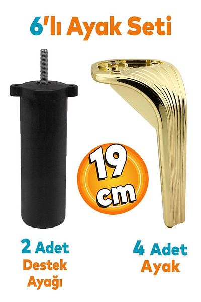 Badem10 Lotus Set 6 Mobilier Tv Unitate Consolă Fotoliu Canapea Suport Picior 19 Cm Aur Picioare M8