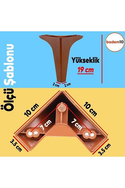 Badem10 Mobilier de lux Sedef Canapea Unitate TV Consolă Picior de scaun 19 Cm Model Lemn Picioare Maro