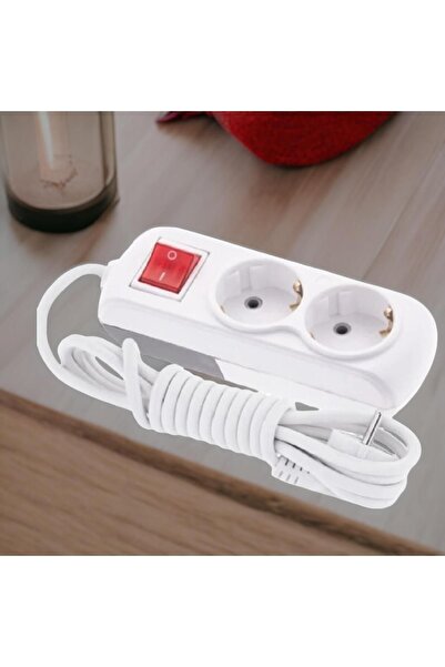 Badem10 2-piece Group Socket - 2 Meter Plug Coupler, Grounded Switched Buttoned Extension Socket