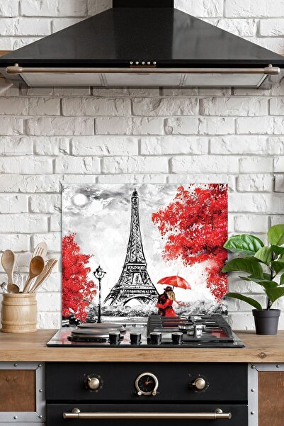 Decovetro Ocak Arkası Koruyucu Cam Love Paris Desenli 76x50cm