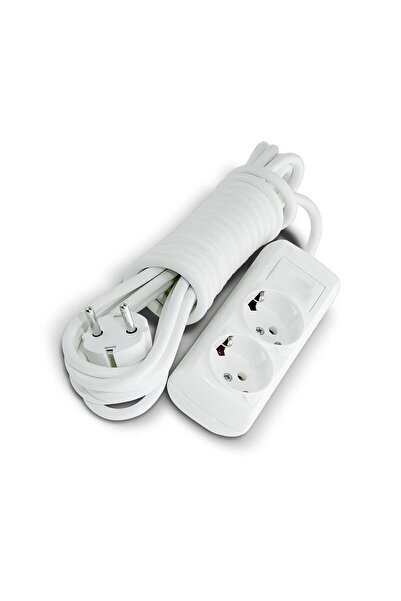 Badem10 2-piece Group Socket - 2-meter Cable, Grounded Plug Multiplier, Switch-free Socket