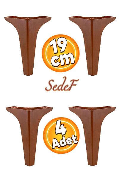 Badem10 Mobilier de lux Sedef Canapea Unitate TV Consolă Picior de scaun 19 Cm Model Lemn Picioare 4 Buc