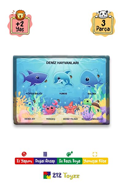 212toyzz Ahşap Çocuk Puzzle Renkli Balık